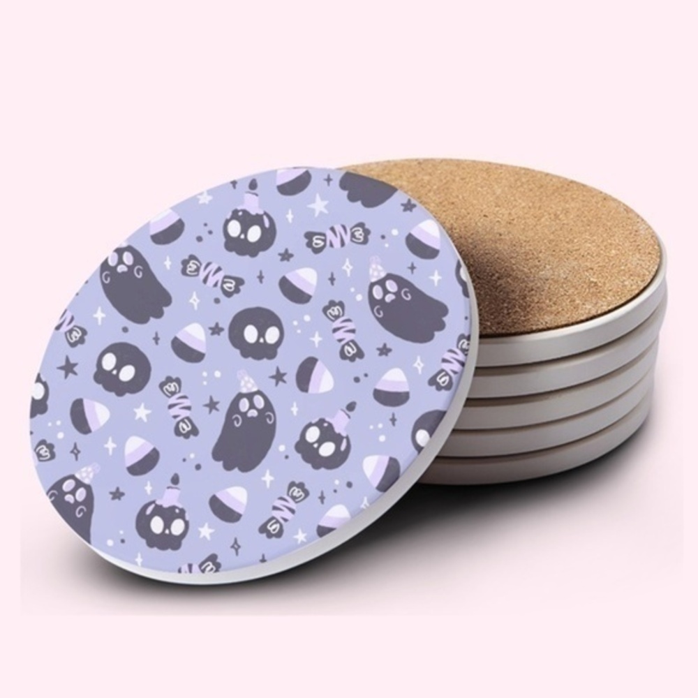 Purple Halloween Ceramic Coasters